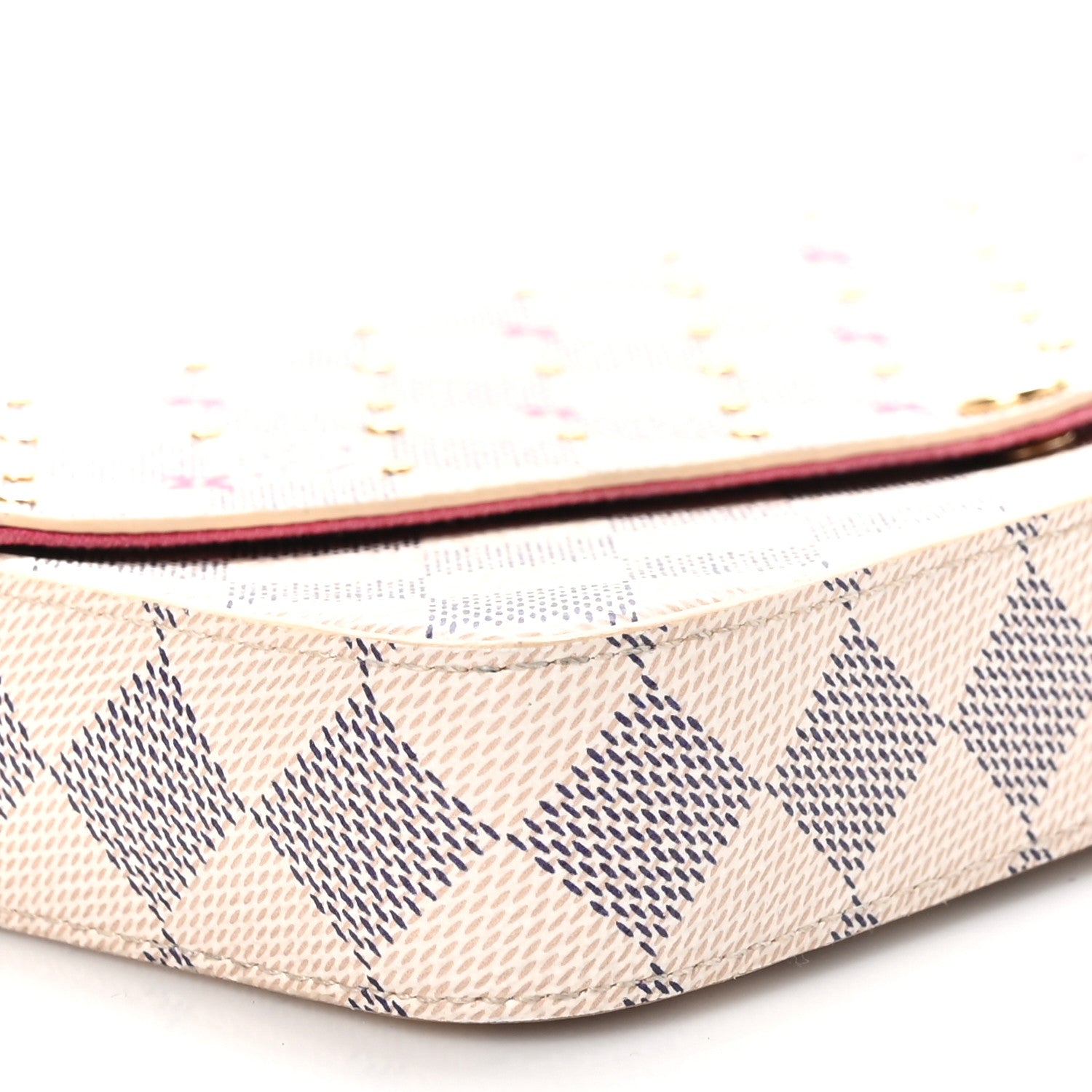 Louis Vuitton Damier Azur Studded Pochette Felicie Chain Wallet Fuchsia 9 of 11