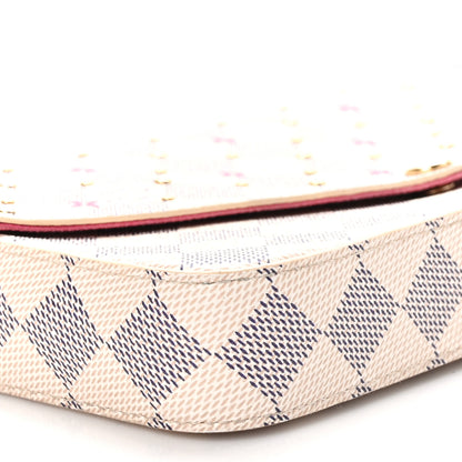 Louis Vuitton Damier Azur Studded Pochette Felicie Chain Wallet Fuchsia 9 of 11