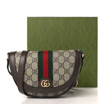 Gucci GG Supreme Monogram Textured Dollar Calfskin Web Mini Ophidia Flap Shoulder Bag Beige Ebony New Acero 10 of 10