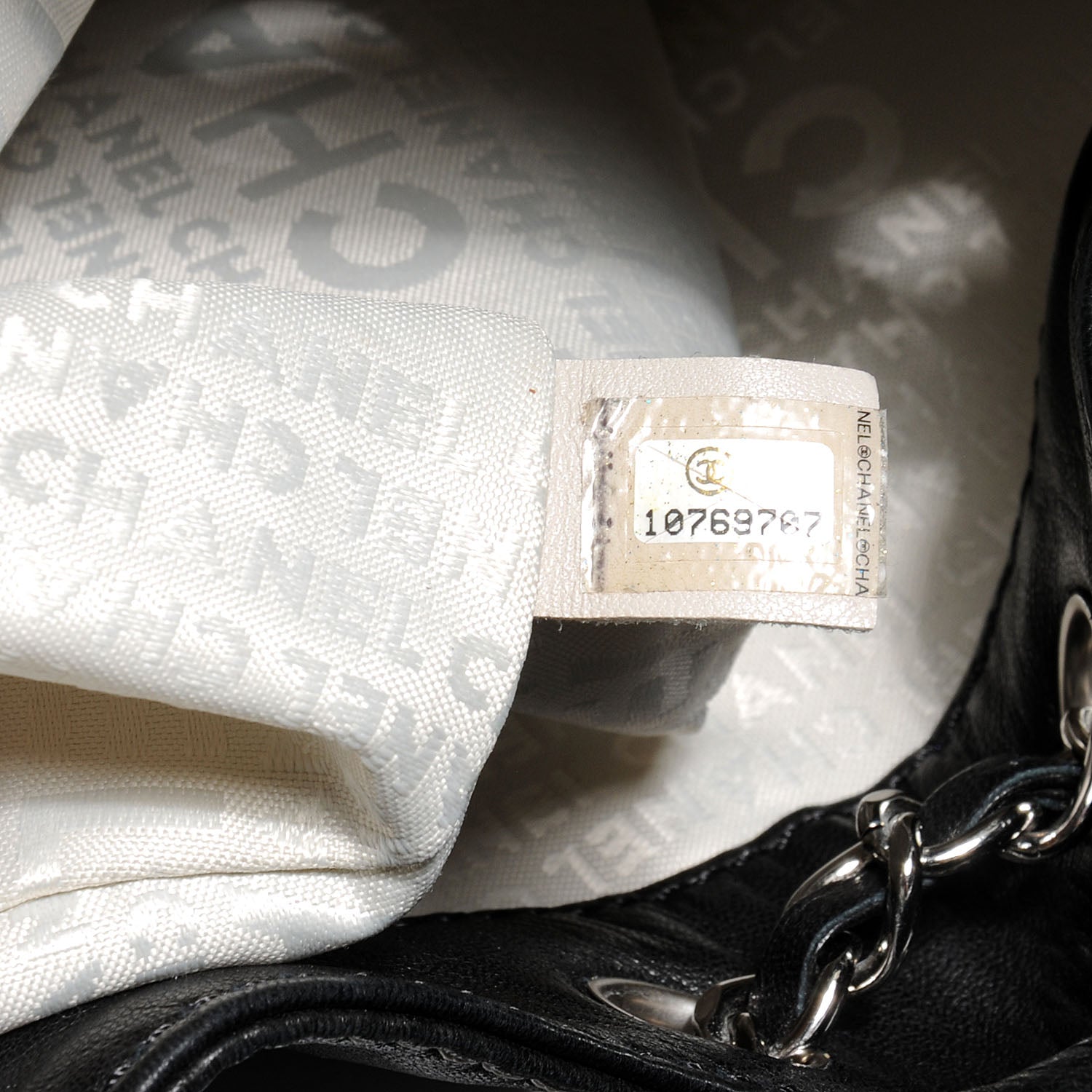 Chanel Lambskin Contrast Stitch Small Drawstring Tote Black 8 of 8