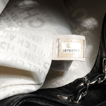 Chanel Lambskin Contrast Stitch Small Drawstring Tote Black 8 of 8