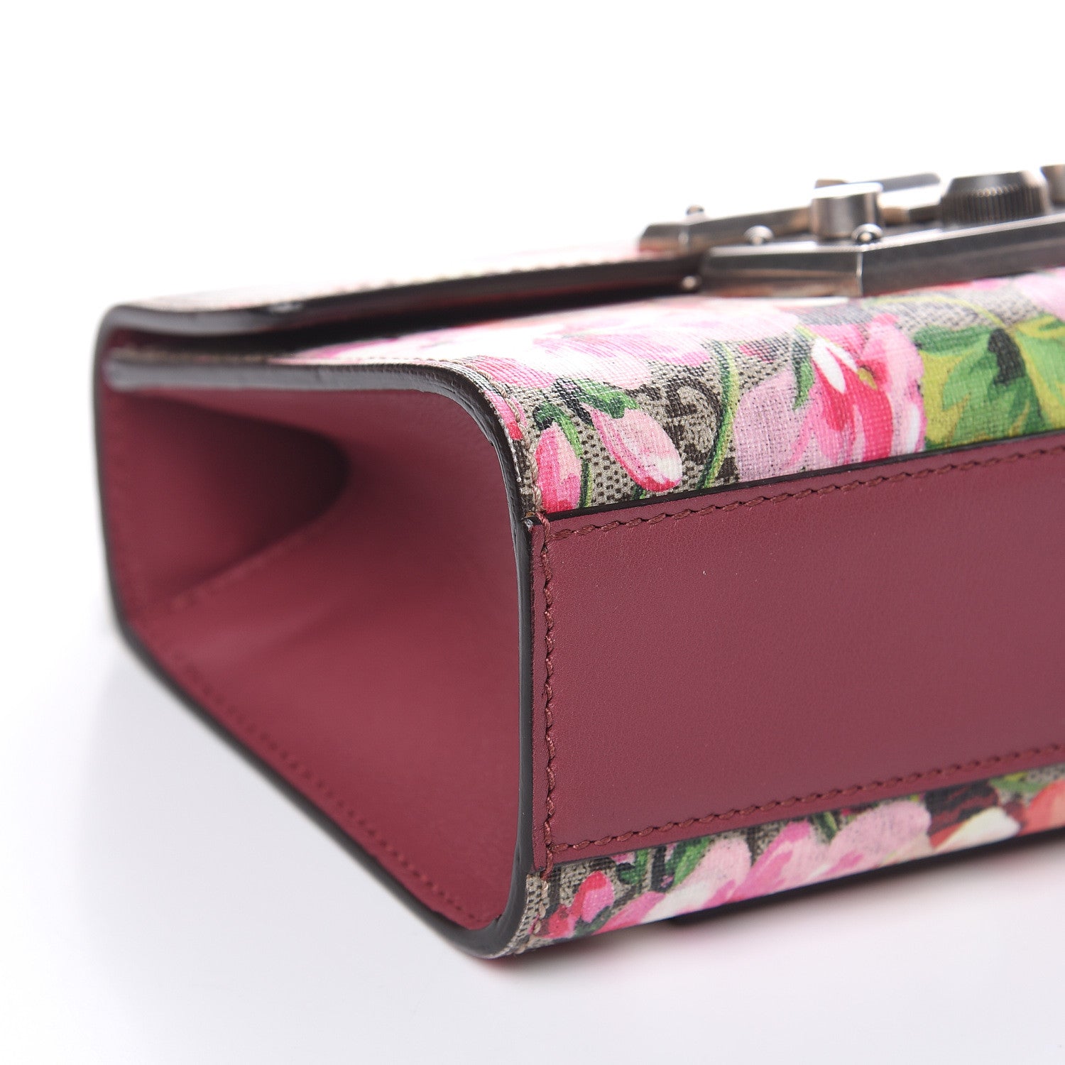 Gucci GG Supreme Monogram Blooms Small Padlock Shoulder Bag Beige Multicolor Dry Rose 9 of 11