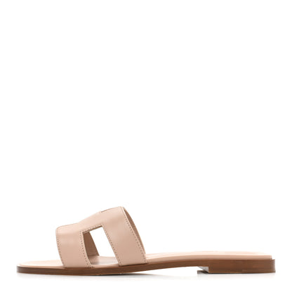 Hermes Box Calfskin Oran Sandals 39 Beige Nude 1 of 9