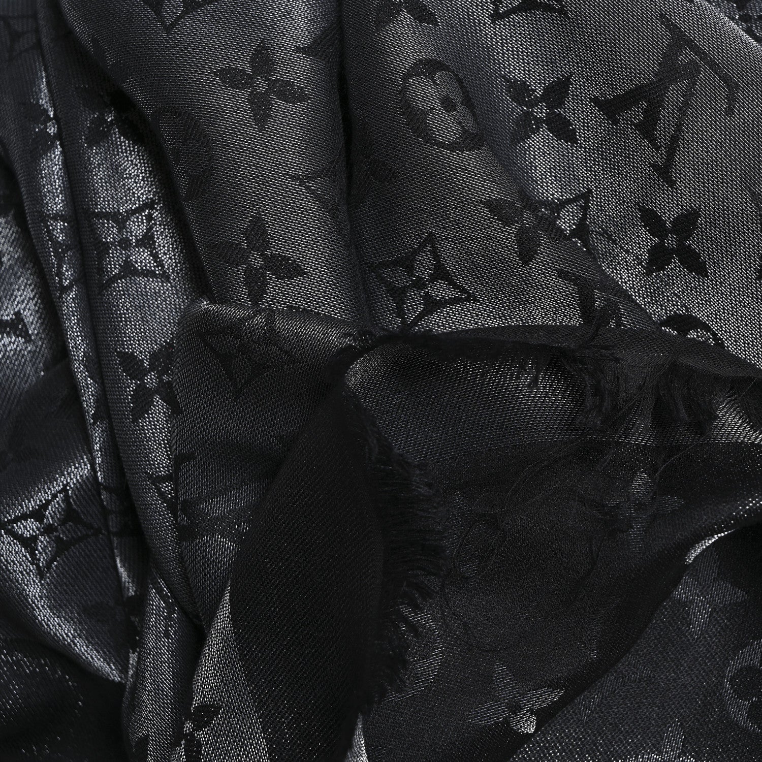 Louis Vuitton Silk Lurex Wool Monogram Shine Shawl Black 4 of 4