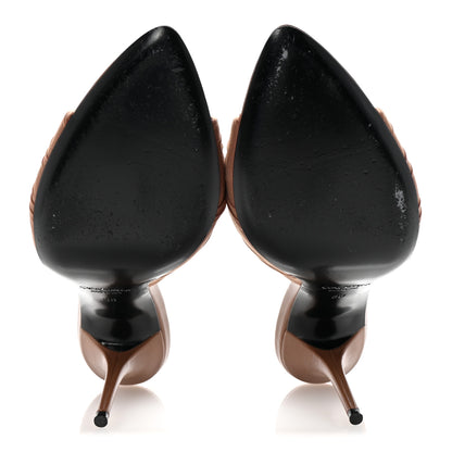 Saint Laurent Mesh Calfskin Ruched Lola 90 Mules 38 Dark Cappuccino 6 of 10
