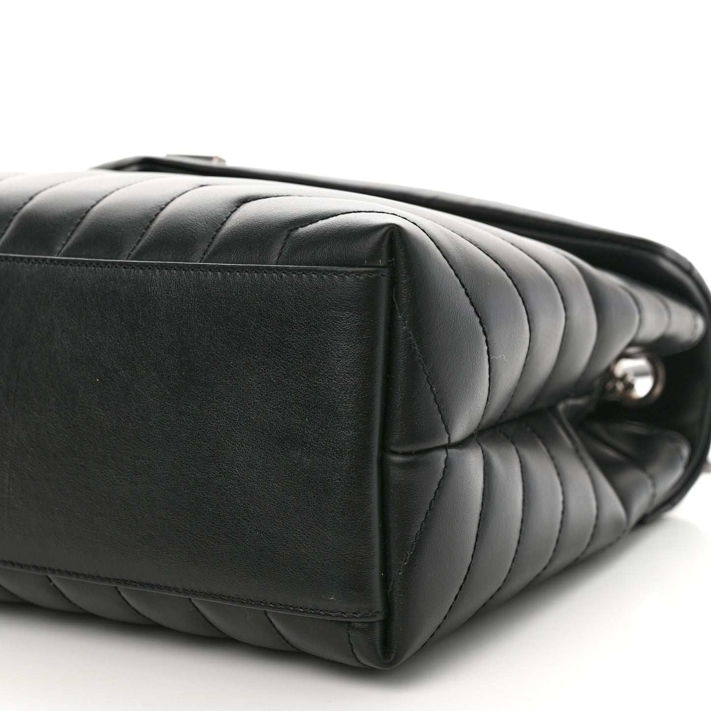 Calfskin Y Quilted Monogram Medium Loulou Chain Satchel Black