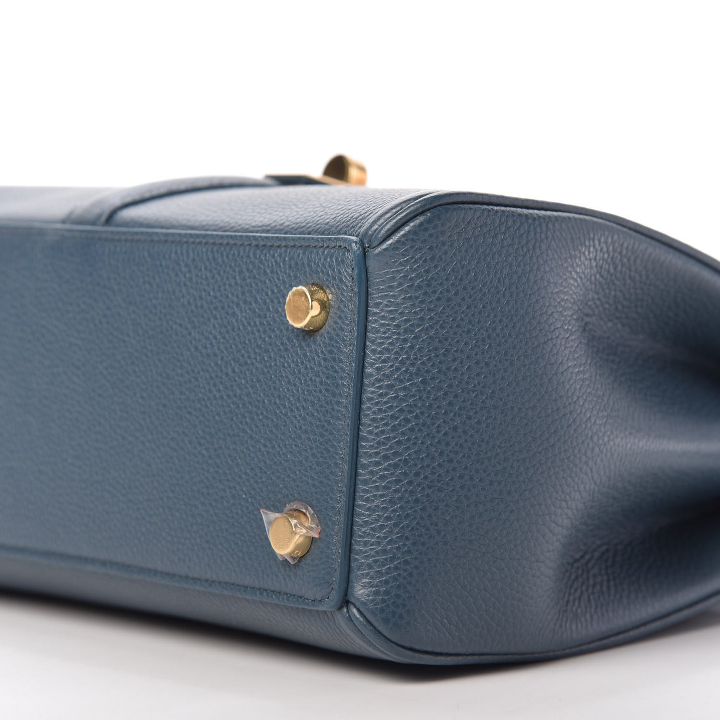 Grained Calfskin Small 16 Top Handle Bag Petrol