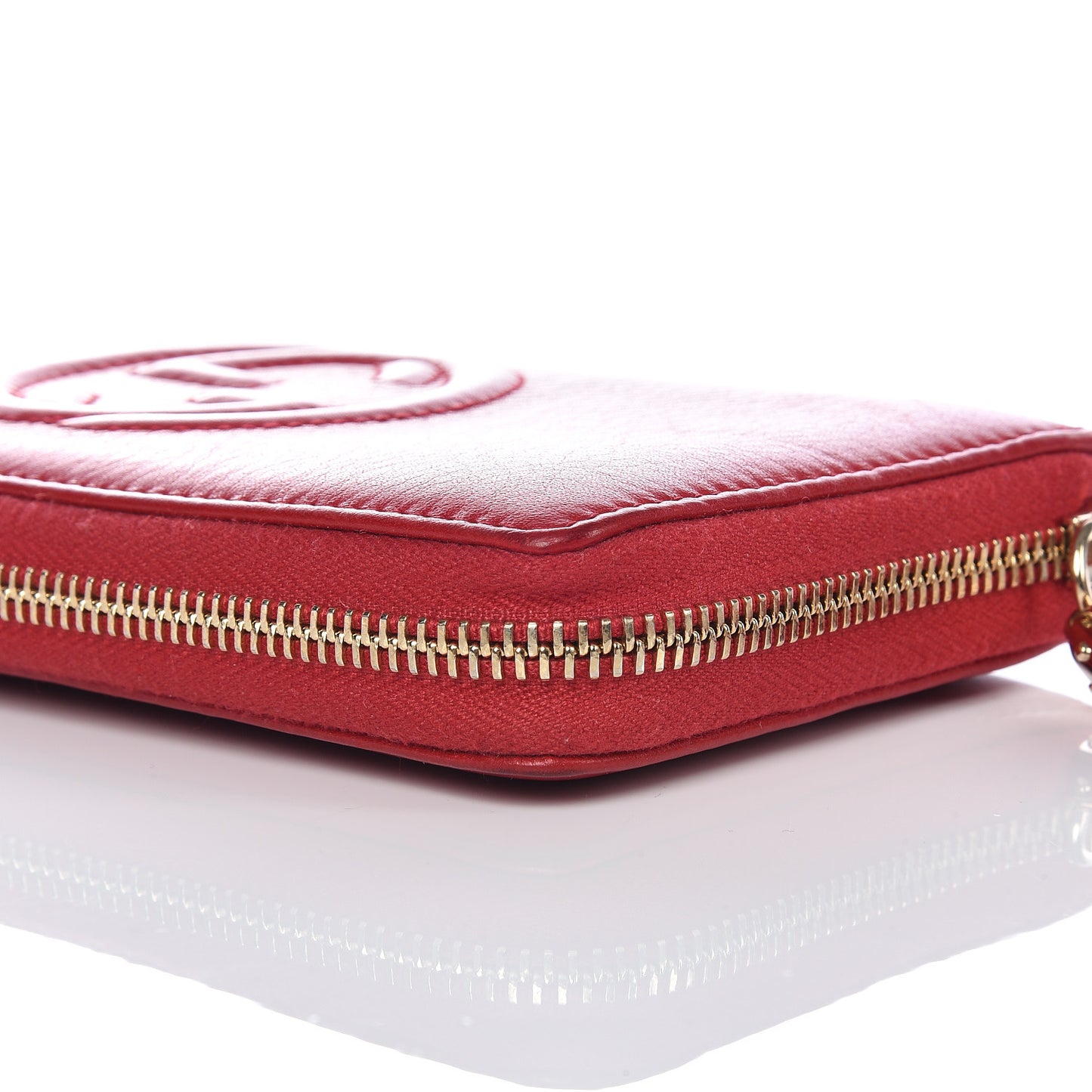 Pebbled Calfskin Soho Zip Around Wallet Red