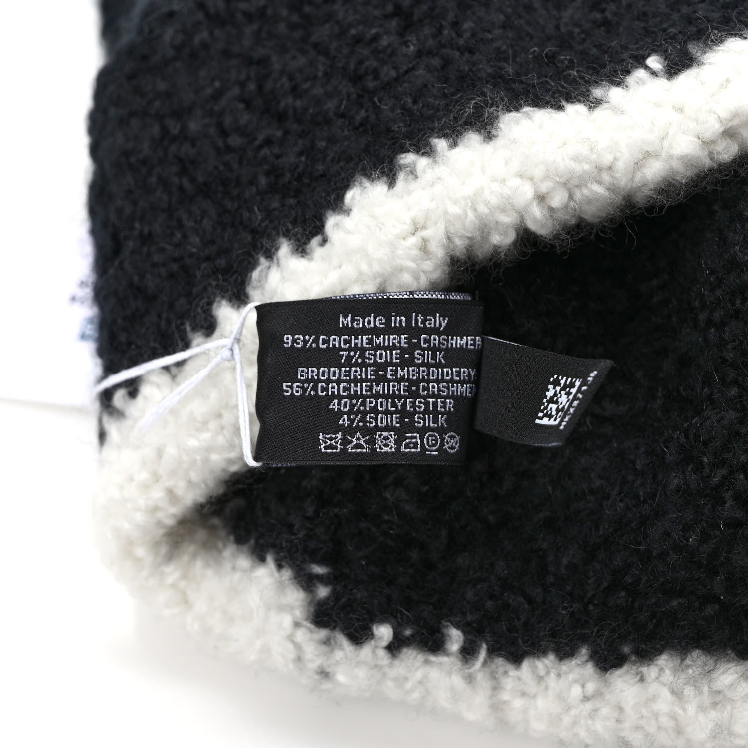 Chanel Cashmere Silk CC Beanie Hat Black White 6 of 6