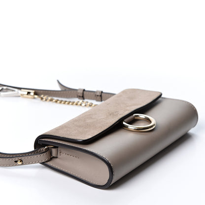 Chloe Suede Calfskin Mini Faye Shoulder Bag Motty Grey 3 of 9