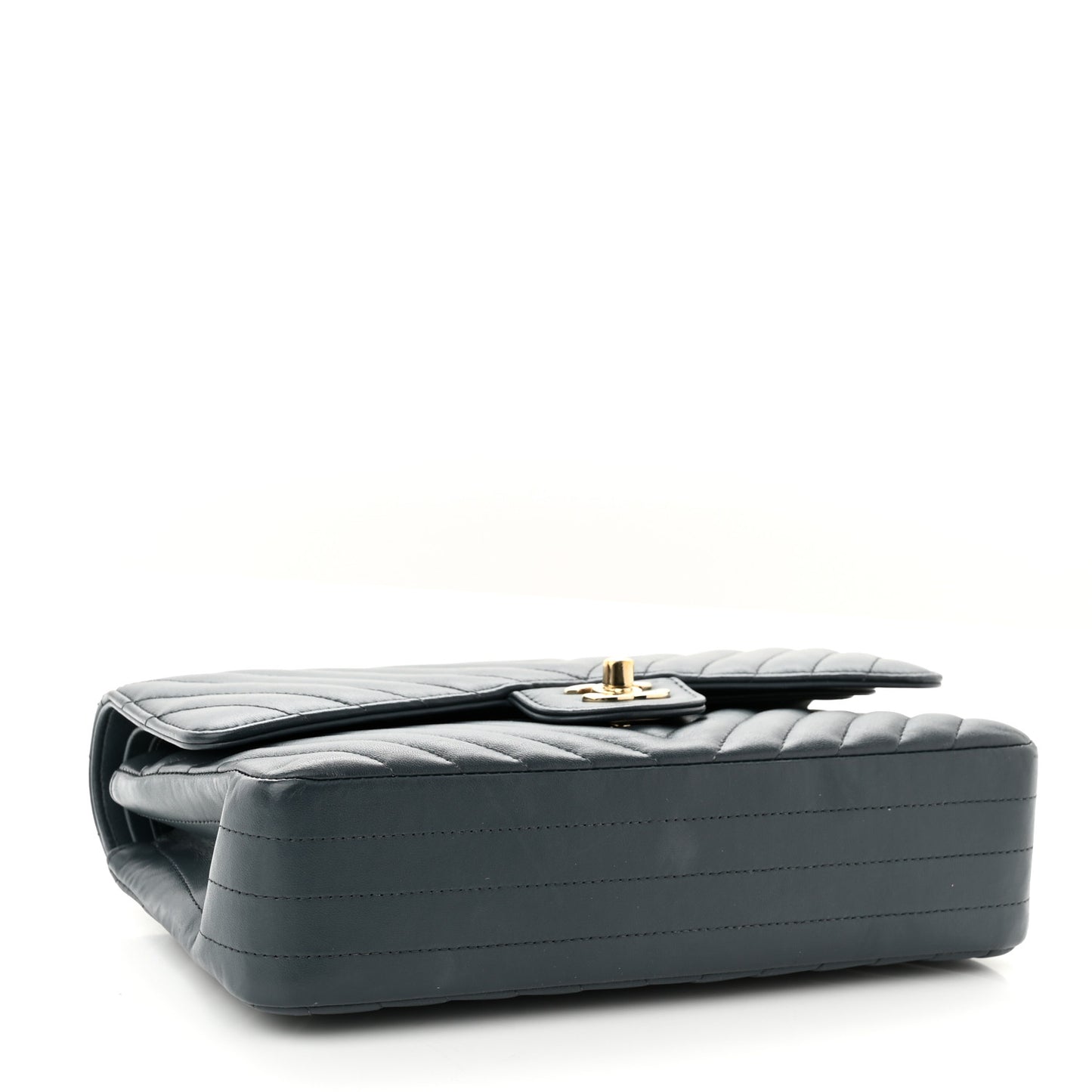 Lambskin Chevron Quilted Medium Double Flap Dark Grey