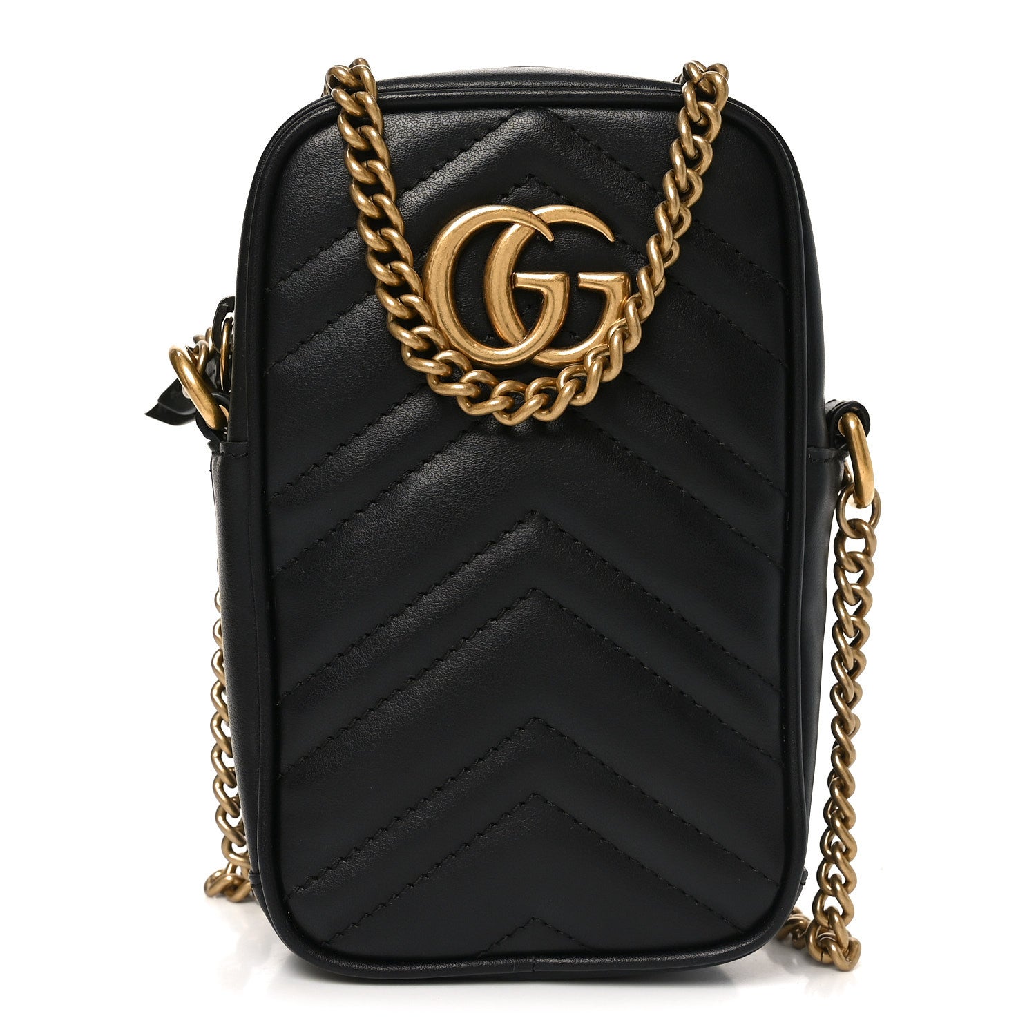 Gucci Calfskin Matelasse Mini GG Marmont Crossbody Bag Black 1 of 9