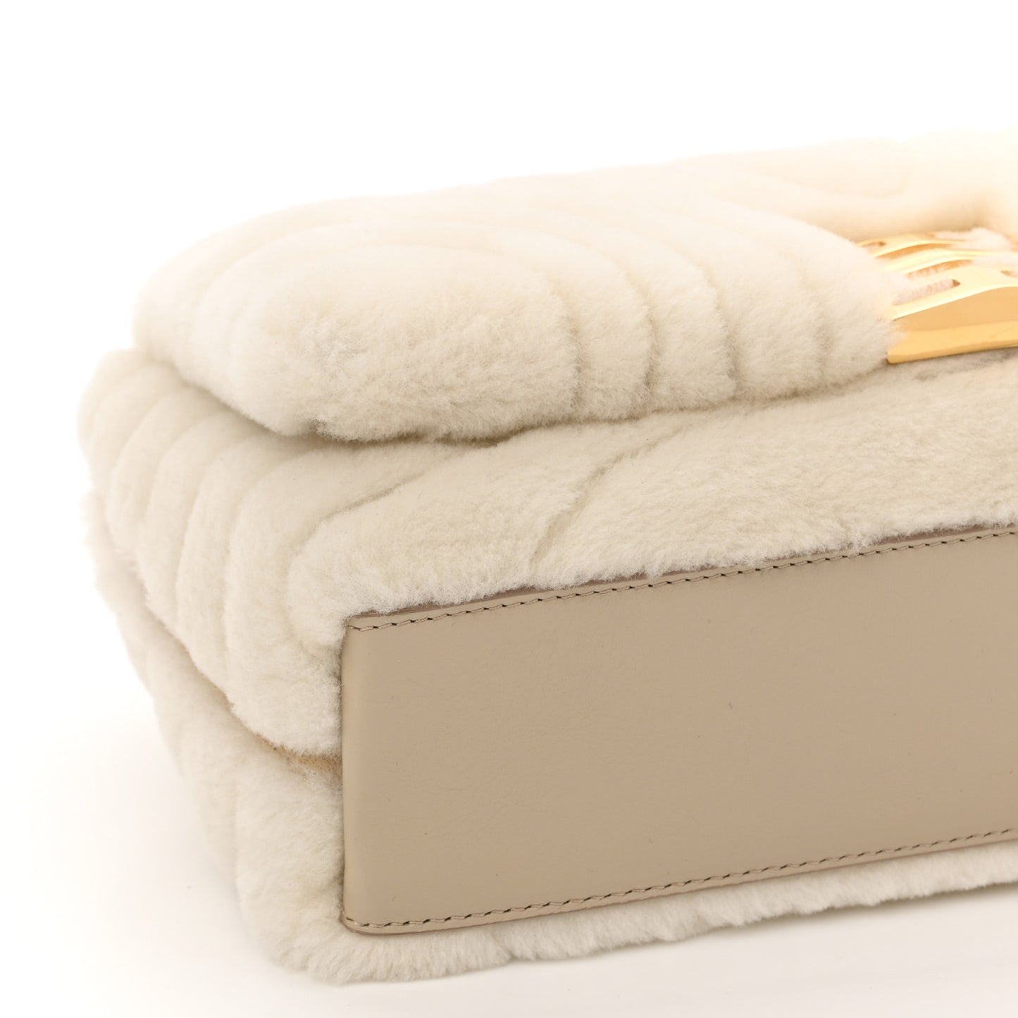 Shearling Quilted Small 4G Shoulder Bag Ivory