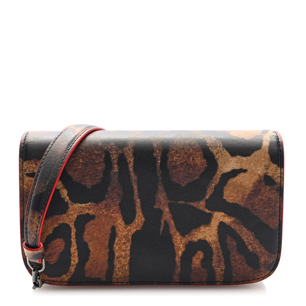 Christian Louboutin Calfskin Leopard Print Spikes Small Paloma Bag