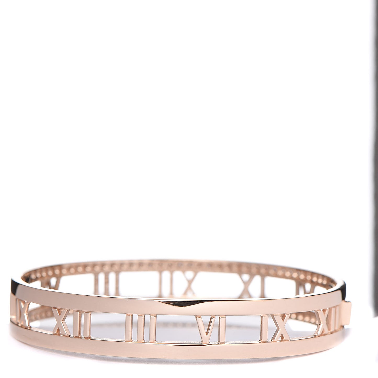 18K Rose Gold Diamond Atlas Open Hinged Bangle Bracelet