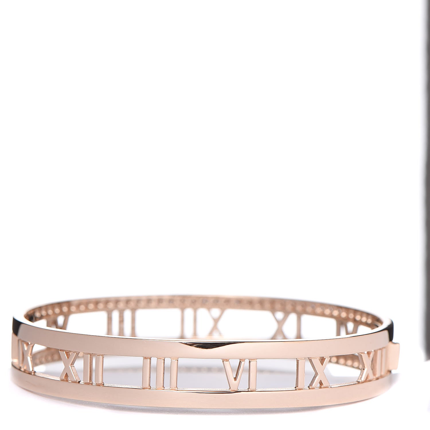 Tiffany 18K Rose Gold Diamond Atlas Open Hinged Bangle Bracelet 3 of 5