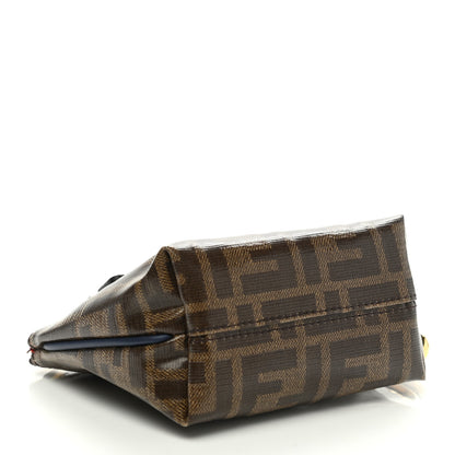 Fendi X FILA Glazed Fabric Vitello Century FF 1974 Mania Beauty Pouch Mogano Panna Blueberry 4 of 8