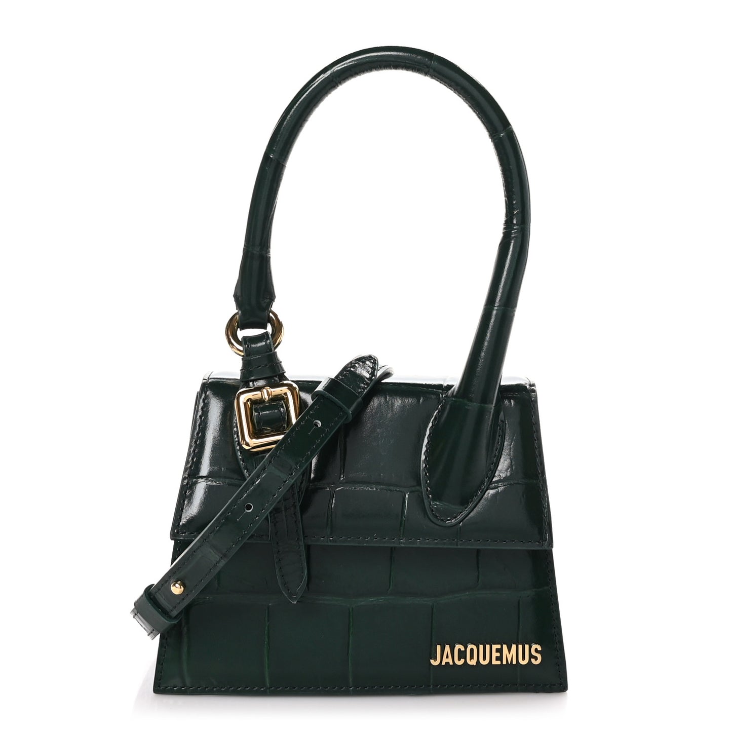 Calfskin Crocodile Embossed Le Chiquito Moyen Dark Green