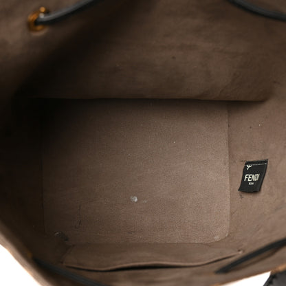 Fendi Glazed Fabric Vitello Grace F is Fendi FF 1974 Stamp Patch Grande Mon Tresor Bucket Bag Mogano Panna Black 5 of 12