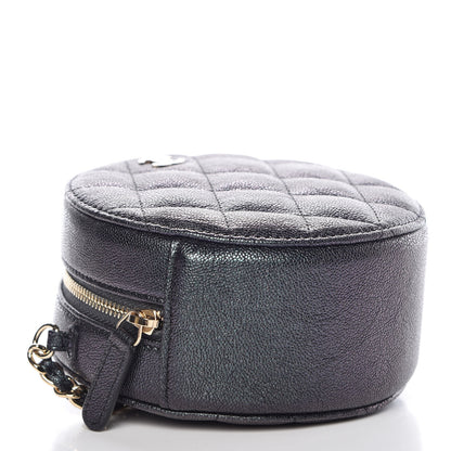 Chanel Iridescent Caviar Quilted Round Clutch With Chain Black 4 of 8