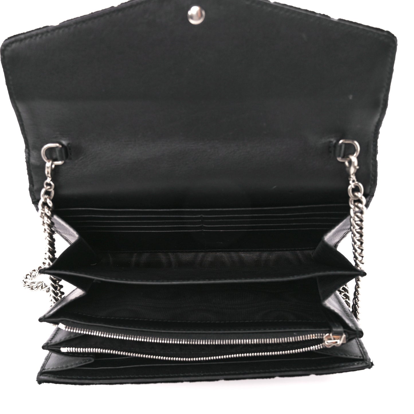 Velvet GG Monogram Mini Dionysus Chain Wallet Black