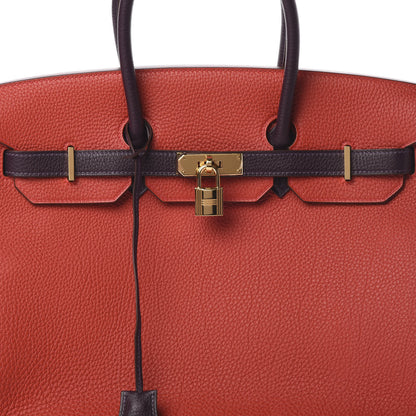 Hermes Togo Bi Color Horseshoe Birkin 35 Geranium Raisin 8 of 11