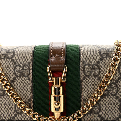 Gucci GG Supreme Monogram Azalea Calfskin Web Jackie 1961 Chain Wallet Beige Ebony Brown Sugar 8 of 10