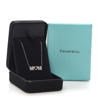 Tiffany 18K White Rose Gold Diamond MOM Pendant Necklace 6 of 6