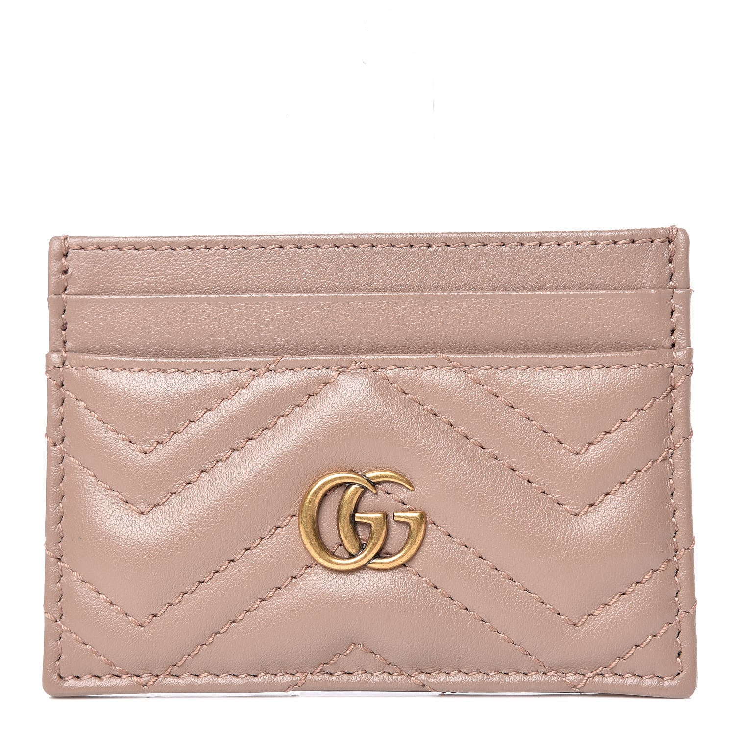 Gucci Calfskin Matelasse GG Marmont Card Holder Porcelain Rose 1 of 6