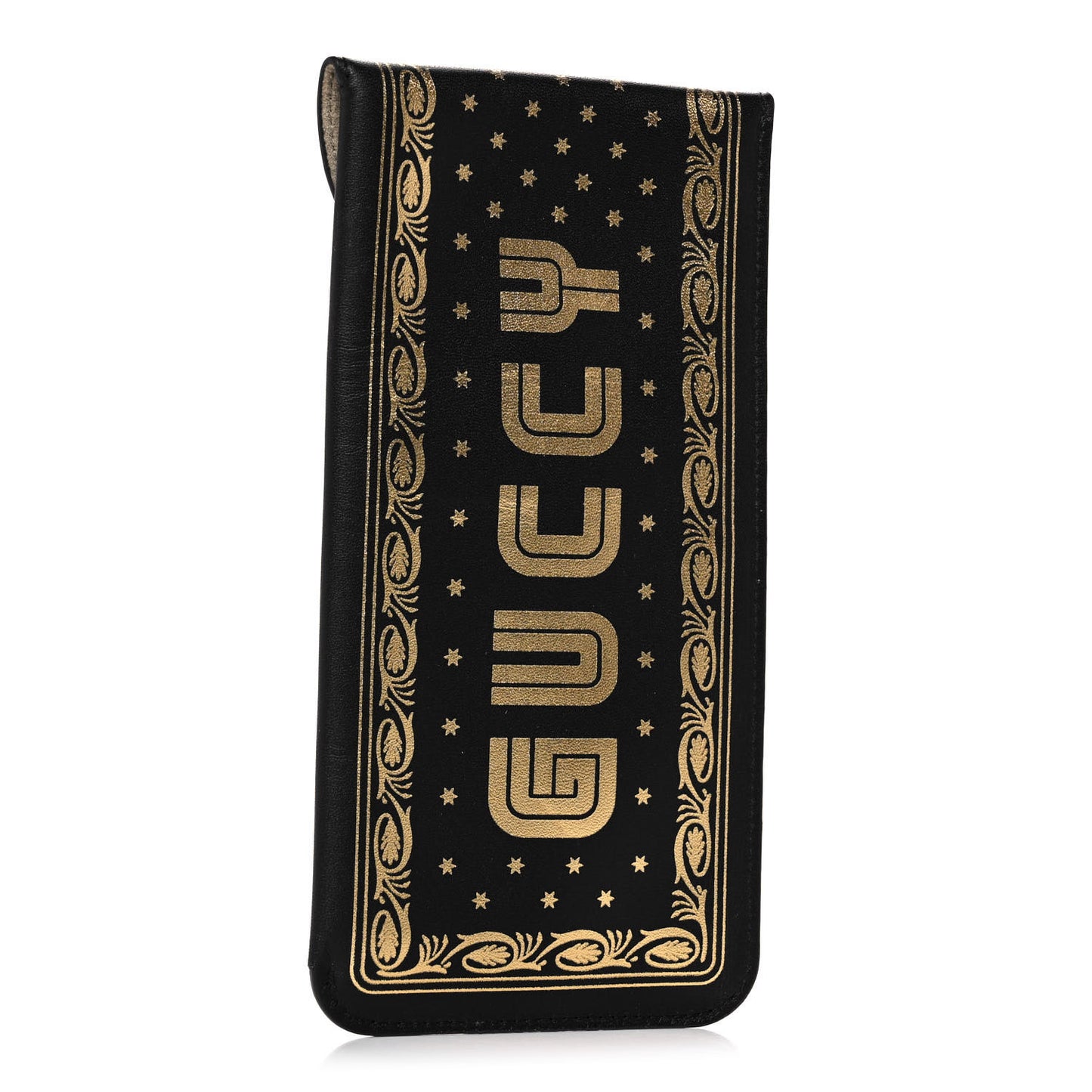 X SEGA Calfskin GUCCY Stars Sunglasses Case Black Gold
