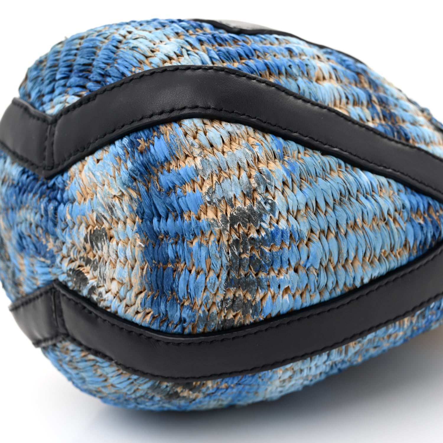 Chloe Paper Calfskin Woven Tie Dye Small Basket Bag Multicolor Blue 10 of 13