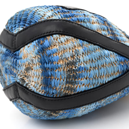 Chloe Paper Calfskin Woven Tie Dye Small Basket Bag Multicolor Blue 10 of 13