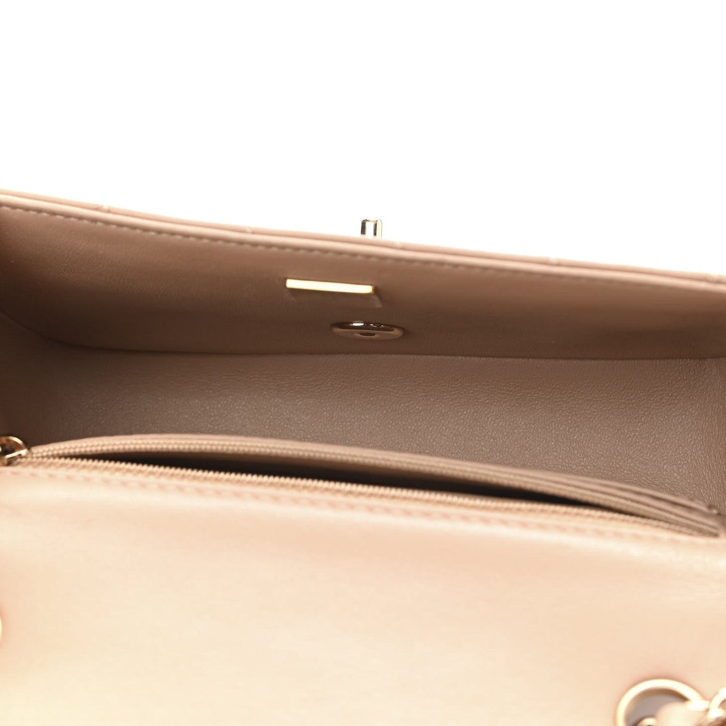 Lambskin Quilted Mini Rectangular Flap Beige