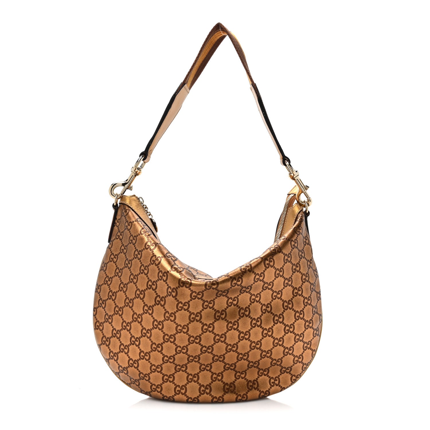 Gucci Metallic Guccissima Web Hobo Bronze 1 of 11