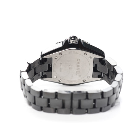 Chanel Stainless Steel Ceramic Diamond Bezel 33mm J12 Quartz Watch Black 4 of 6