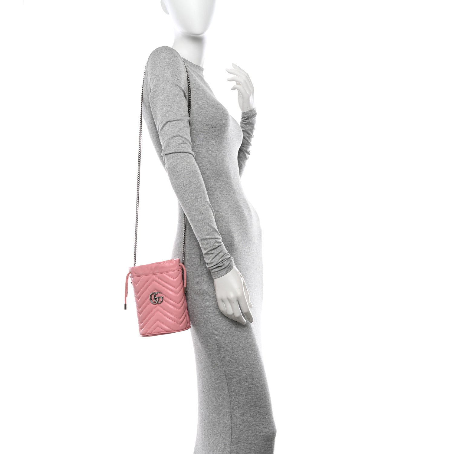 Gucci Calfskin Matelasse Mini GG Marmont 2.0 Bucket Bag Wild Rose 2 of 10