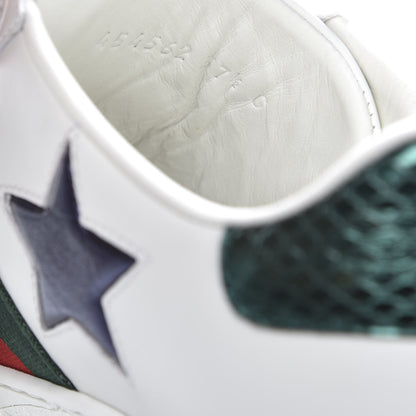 Gucci Calfskin Ayers Web Star Embroidered Womens Ace Sneakers 37.5 White Multi 10 of 11