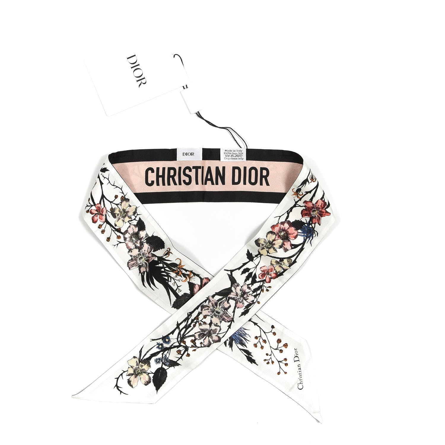 Christian Dior Silk Rosa Mutabilis Mitzah Scarf Beige 1 of 3