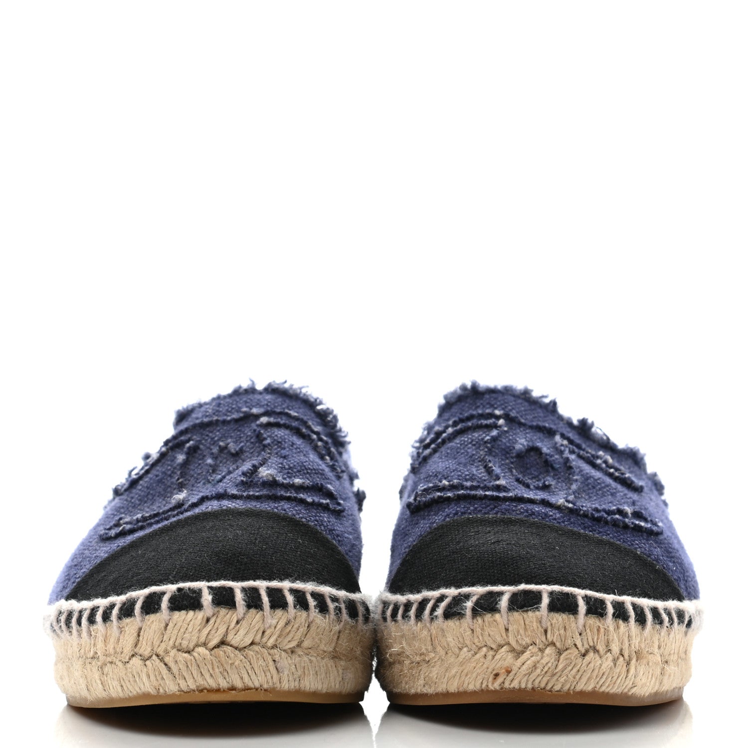 Chanel Denim Toile CC Espadrilles 38 Navy Black 2 of 10
