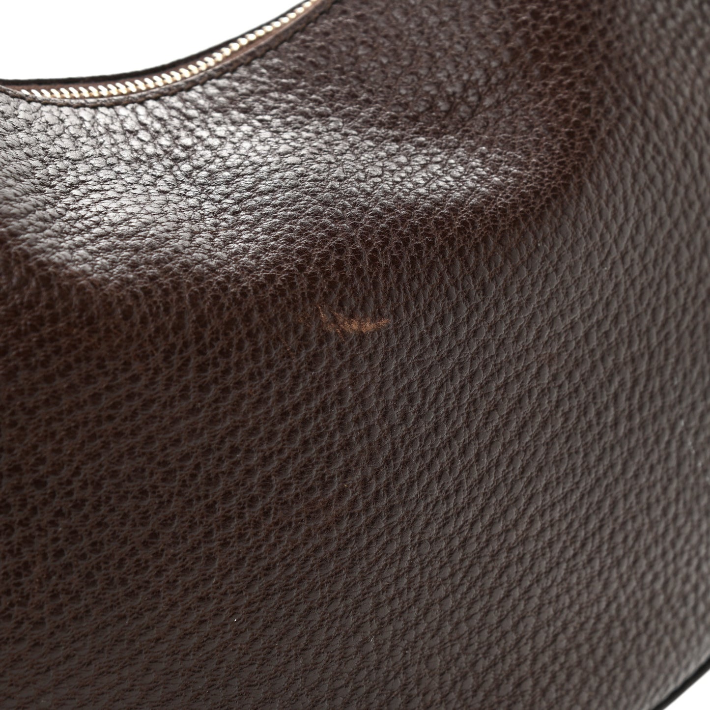 Pebbled Calfskin Half Moon Bamboo Ring Hobo Dark Brown