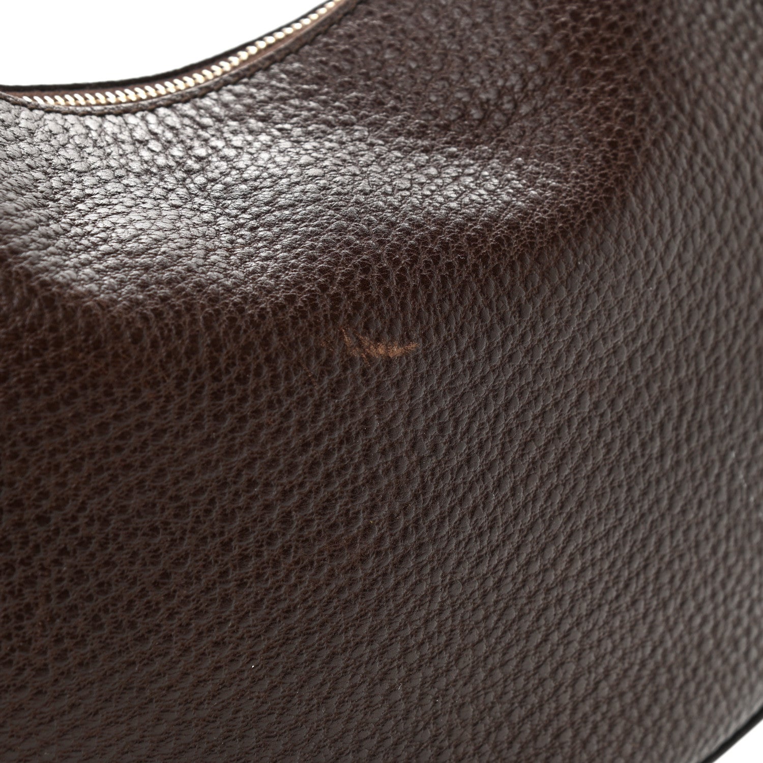 Gucci Pebbled Calfskin Half Moon Bamboo Ring Hobo Dark Brown 16 of 19