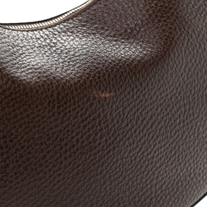 Gucci Pebbled Calfskin Half Moon Bamboo Ring Hobo Dark Brown 16 of 19