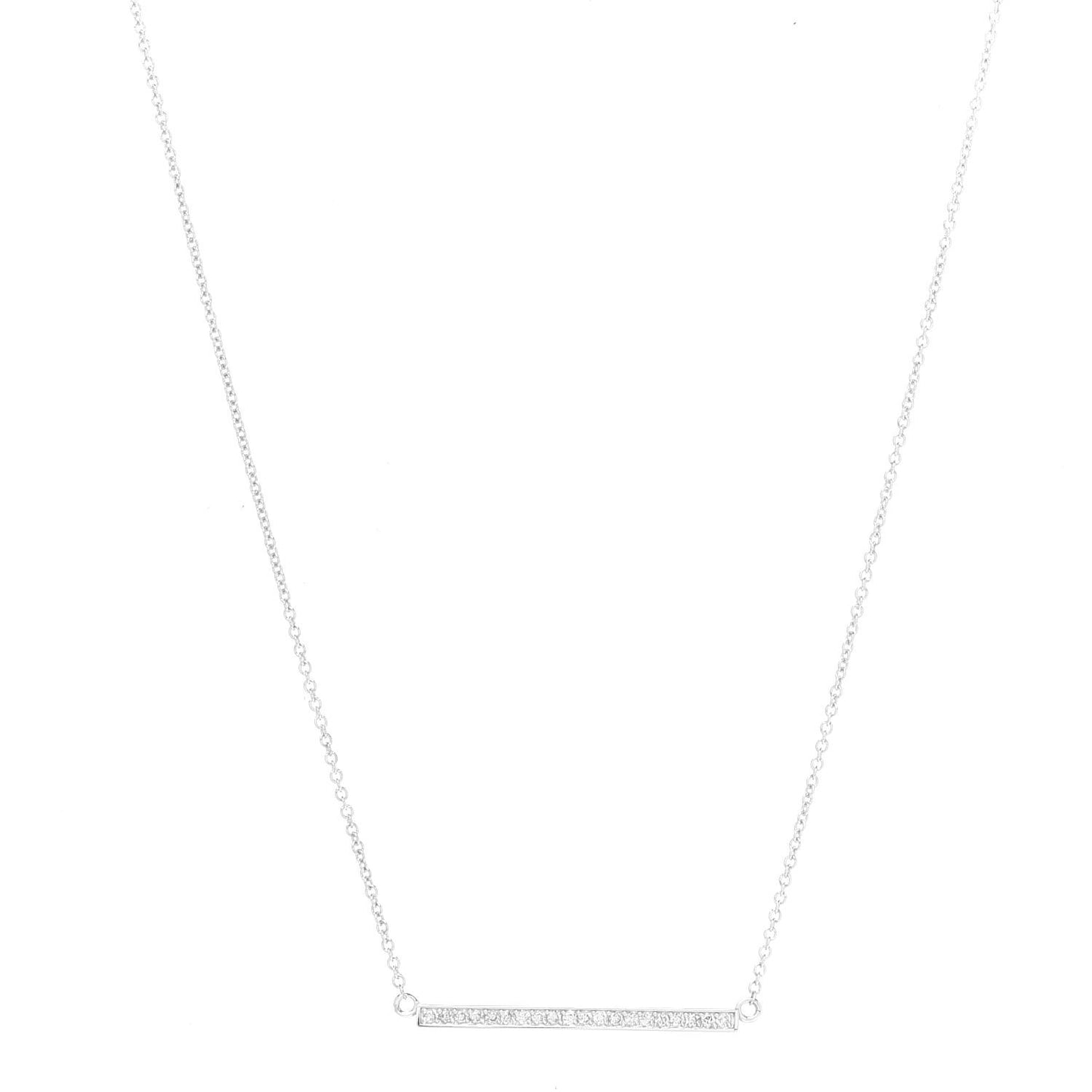 18K White Gold Diamond Stick Necklace