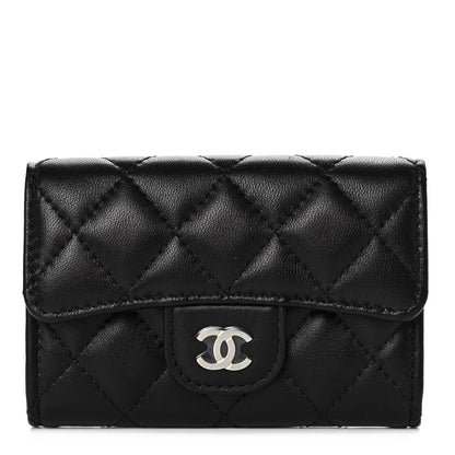 Chanel Lambskin Quilted Flap Card Holder Wallet Black 1 of 12