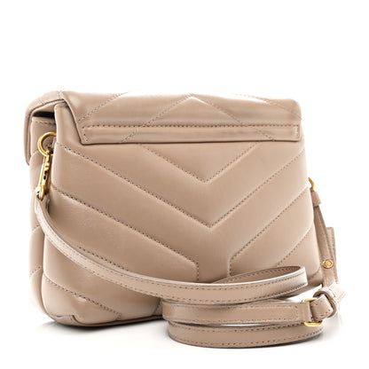 Saint Laurent Calfskin Y Quilted Monogram Toy Loulou Crossbody Bag Dark Beige 3 of 10