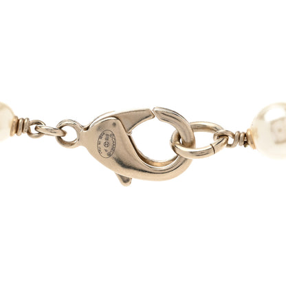 Chanel Pearl Beaded CC Long Necklace Gold Light Blue 5 of 5