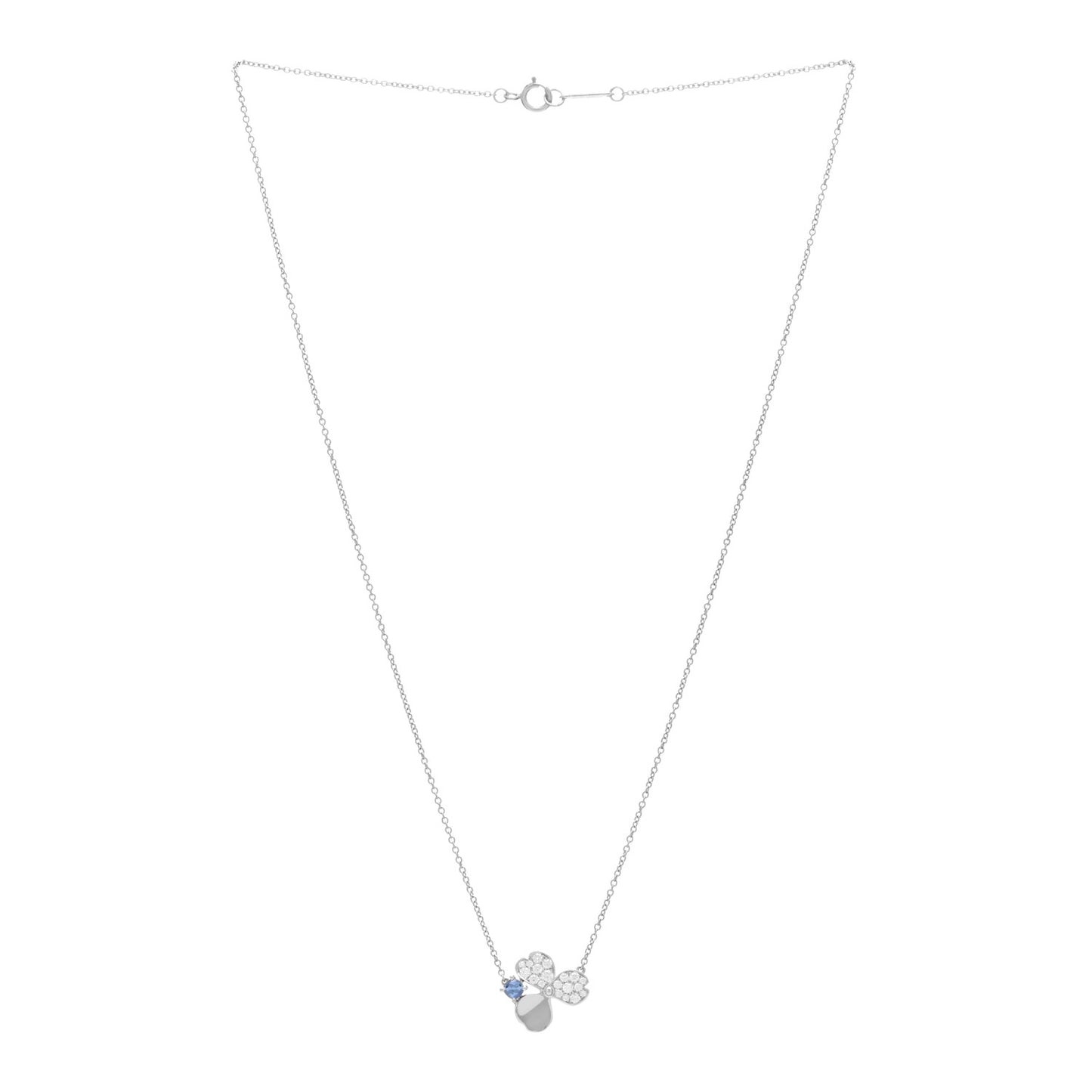Platinum Diamond Tanzanite Paper Flowers Pendant Necklace