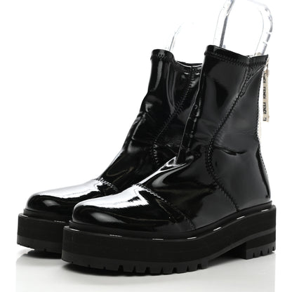 Fendi Shiny Stretch Nylon Platform Zip Biker Boots 36 Black 2 of 8