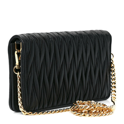 Miu Miu Nappa Matelasse Wallet On Chain Black 3 of 12