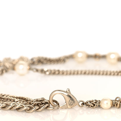 Chanel Metal CC Chain Necklace Gold Pearly White 4 of 5